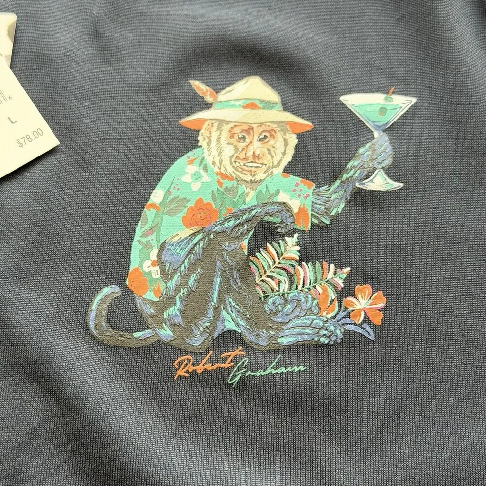 Robert Graham Monkey Business L/S Mens Sun UPF 50+ Performance Shirt Large New